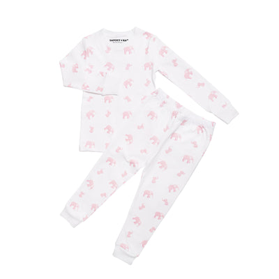 Tiny Elephant Pajama Set in Pink