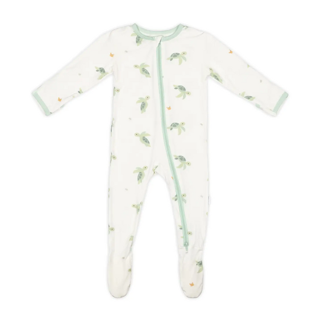 green turtle pattern on white onesie