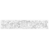 Decorative border with castle, rainbow, and flowers on a white background