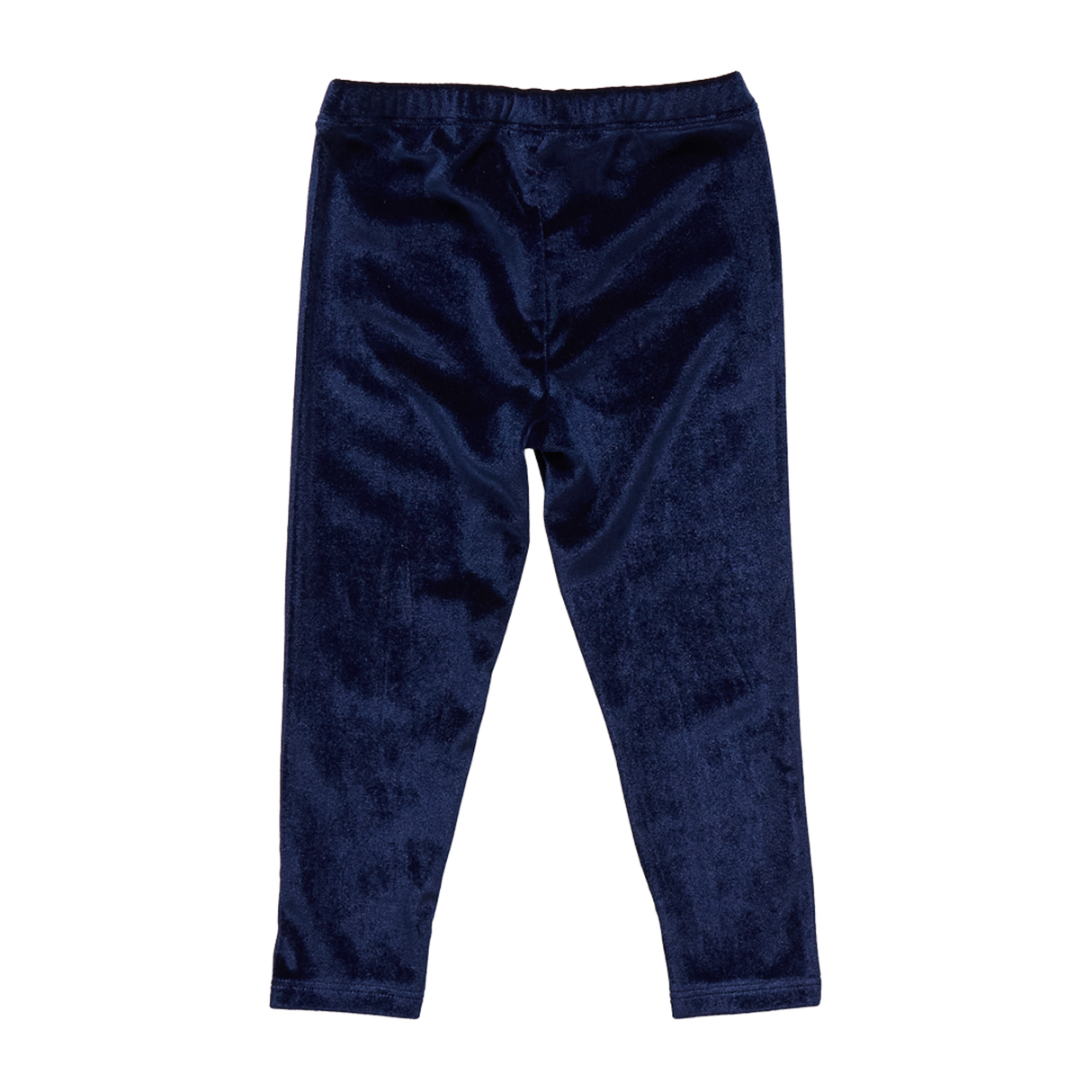 Navy blue velvet pants on a white background