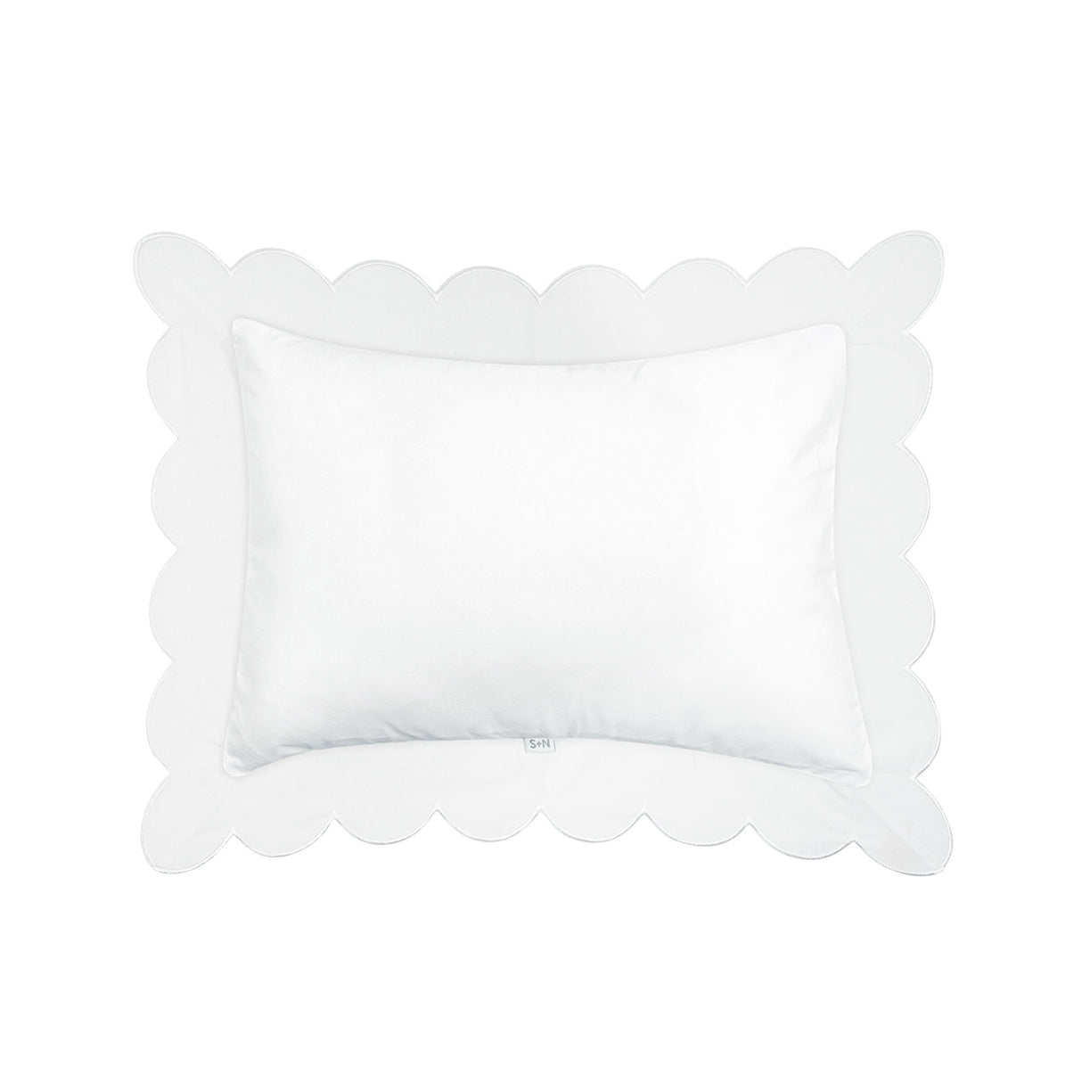 Scalloped Trim Pillow in White