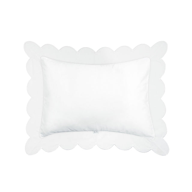 Scalloped Trim Pillow in White