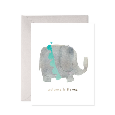 Welcome Little One Elephant Card front