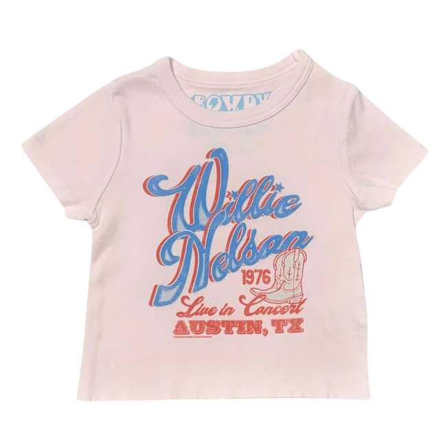 Willie Nelson Austin Fitted Tee in Preppy Pink
