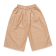 Khaki short with lace trim on bottom