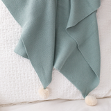 Pom Pom Knit Blanket - Slate