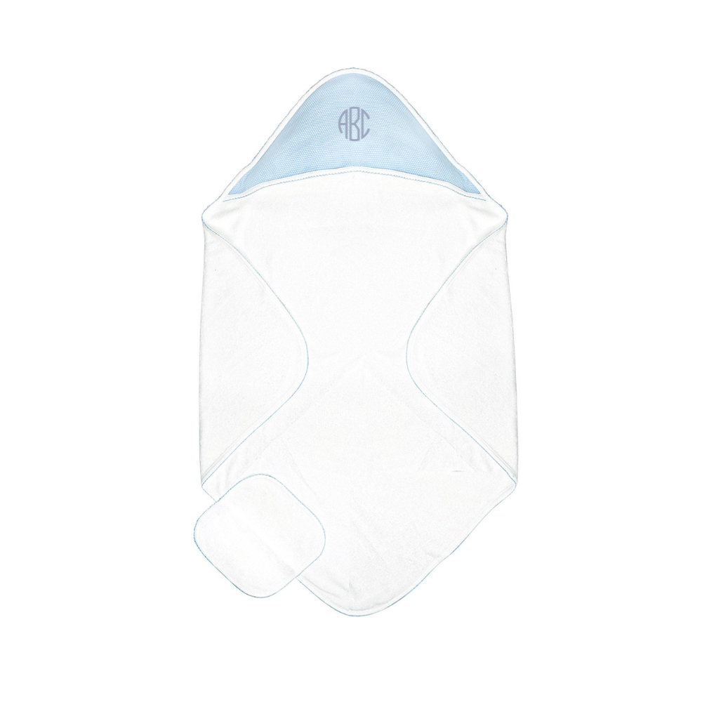 Popcorn Baby Towel + Wash Set in Light Blue