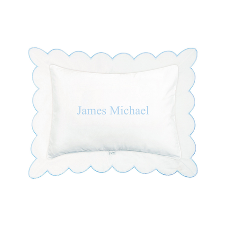 Scalloped Trim Pillow in Light Blue