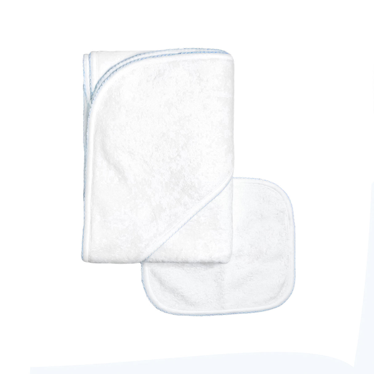Terry/Picot Baby Towel + Wash Set in Light Blue