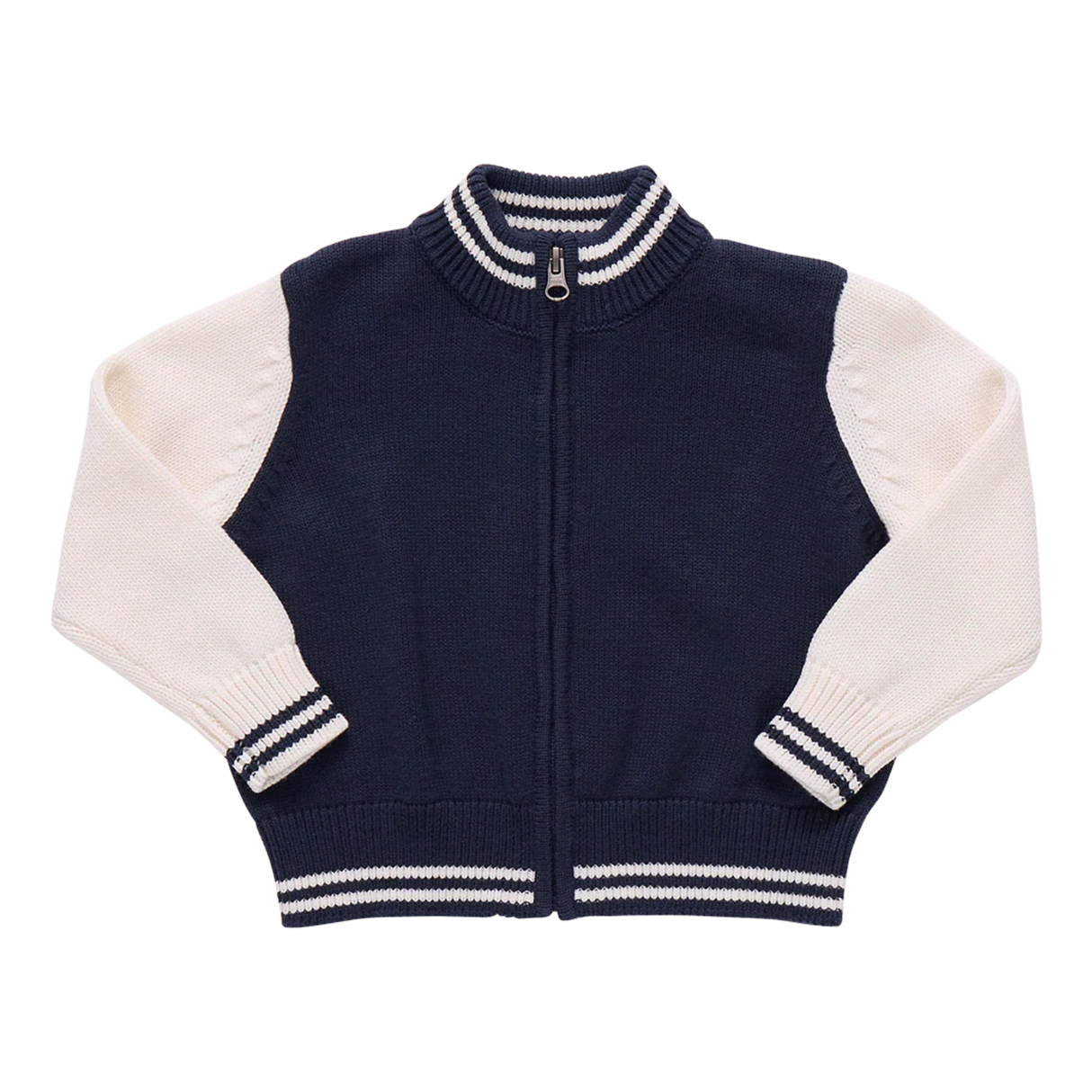Varsity Zip Sweater - Navy