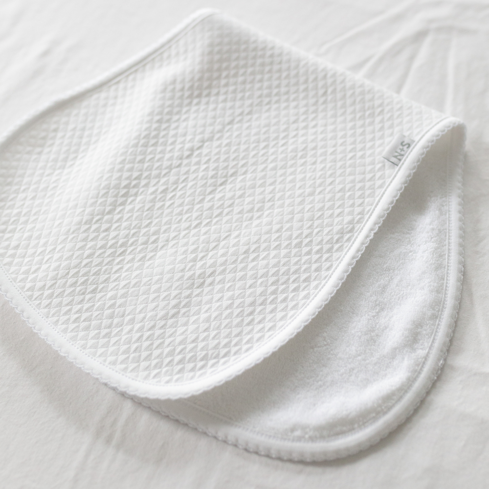 Diamond Baby Burp Cloth in White