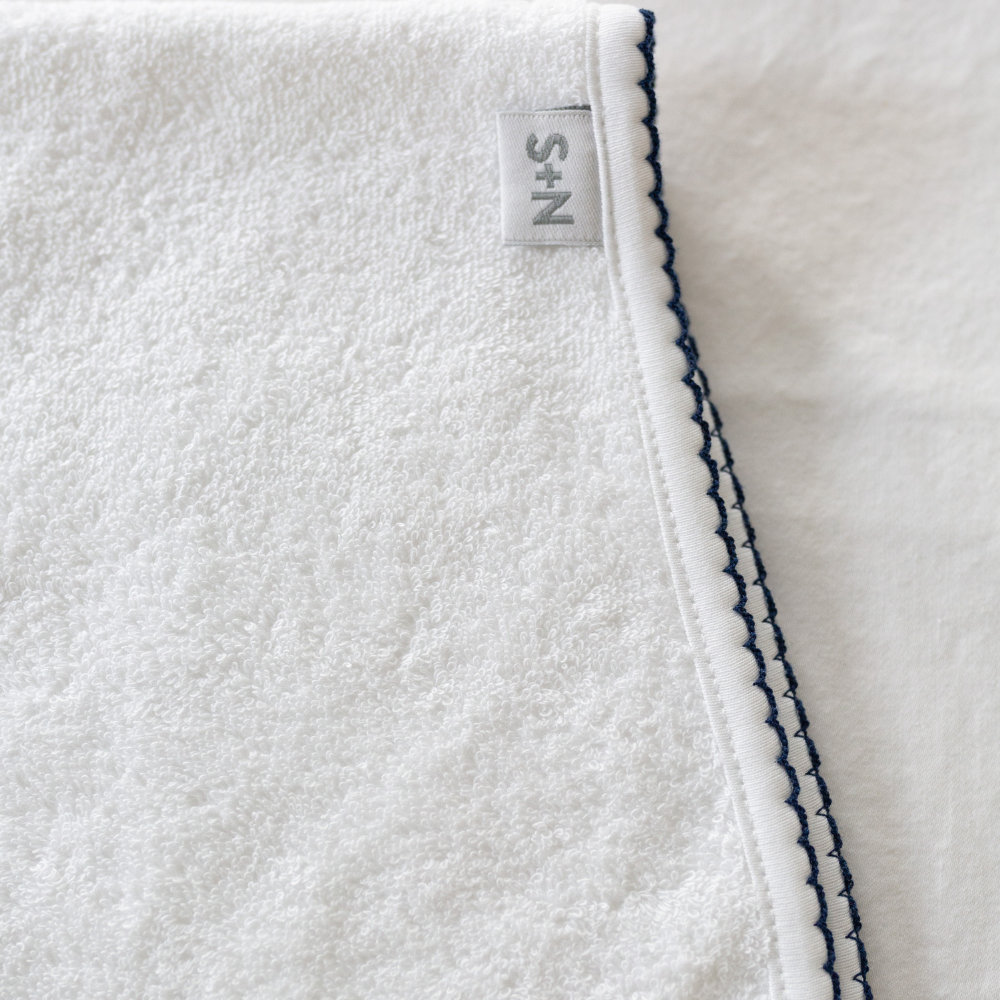 Terry/Picot Baby Burp Cloth in Navy