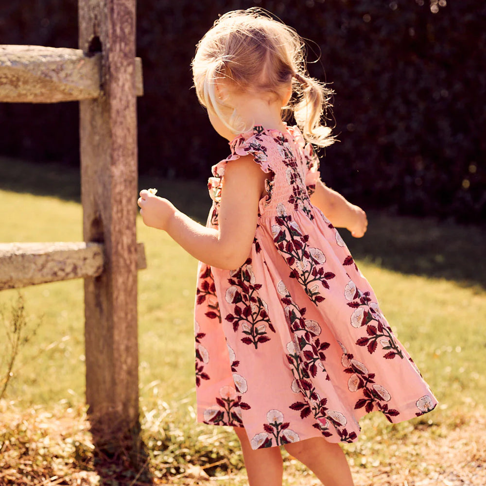 Baby Stevie Dress Set - Pink Bouquet Floral on model