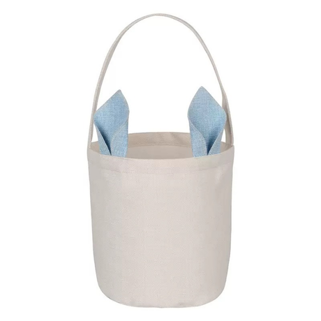 White Canvas Easter Basket in Light Blue
