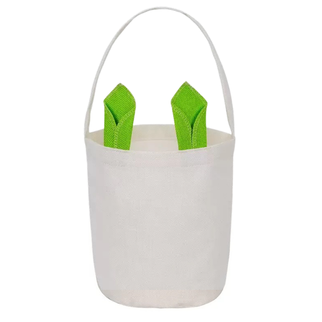 White Canvas Easter Basket in Green