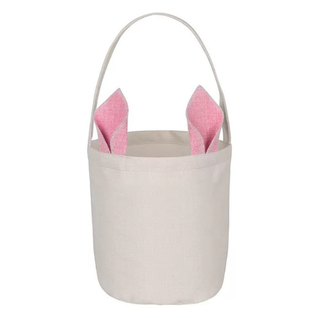 White Canvas Easter Basket in Pink