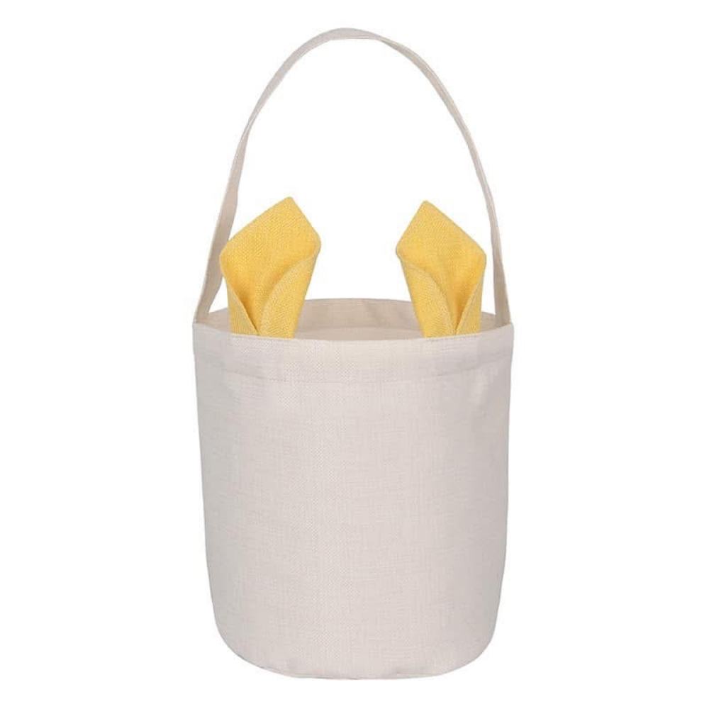 White Canvas Easter Basket in Yellow
