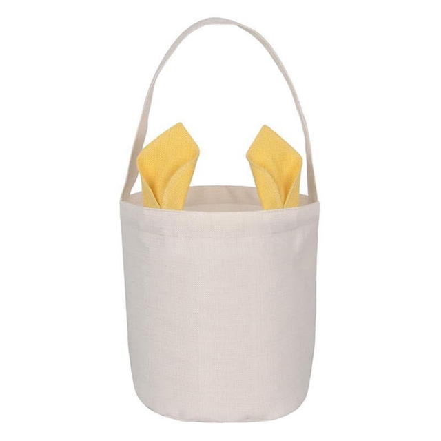 White Canvas Easter Basket in Yellow