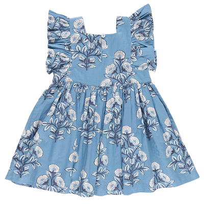 Elsie Dress - Blue Bouquet Floral Front