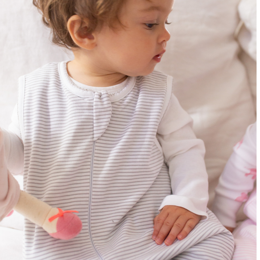 Classic Stripe Double Layer Sleep Sack in Grey