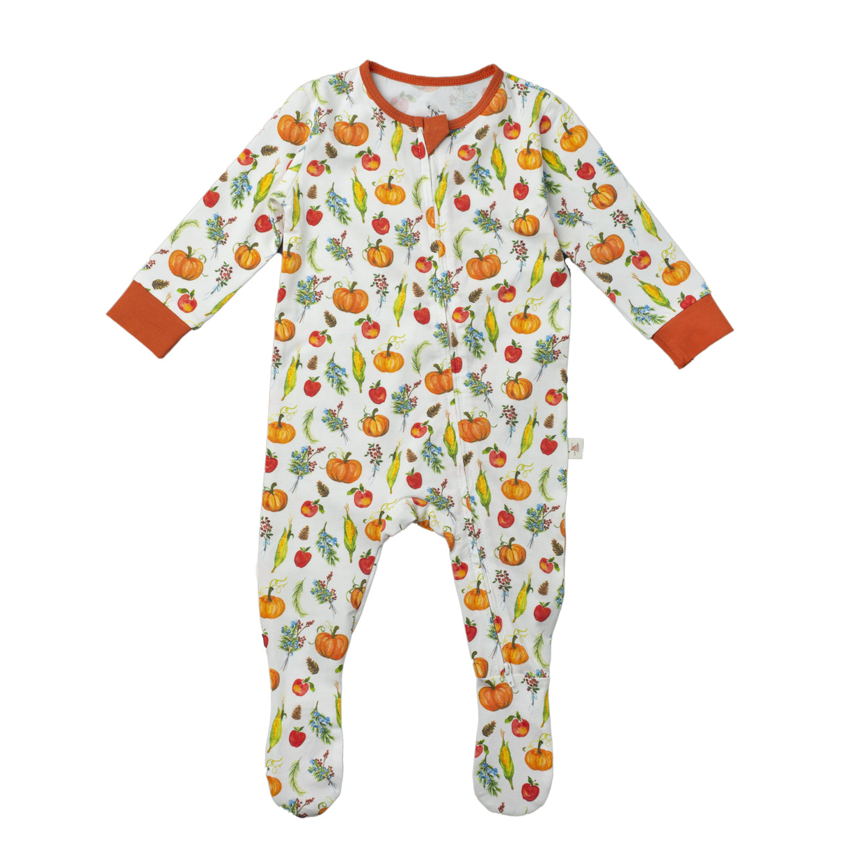 Double Zip Footed One-Piece - Fall Harvest Pumpkins