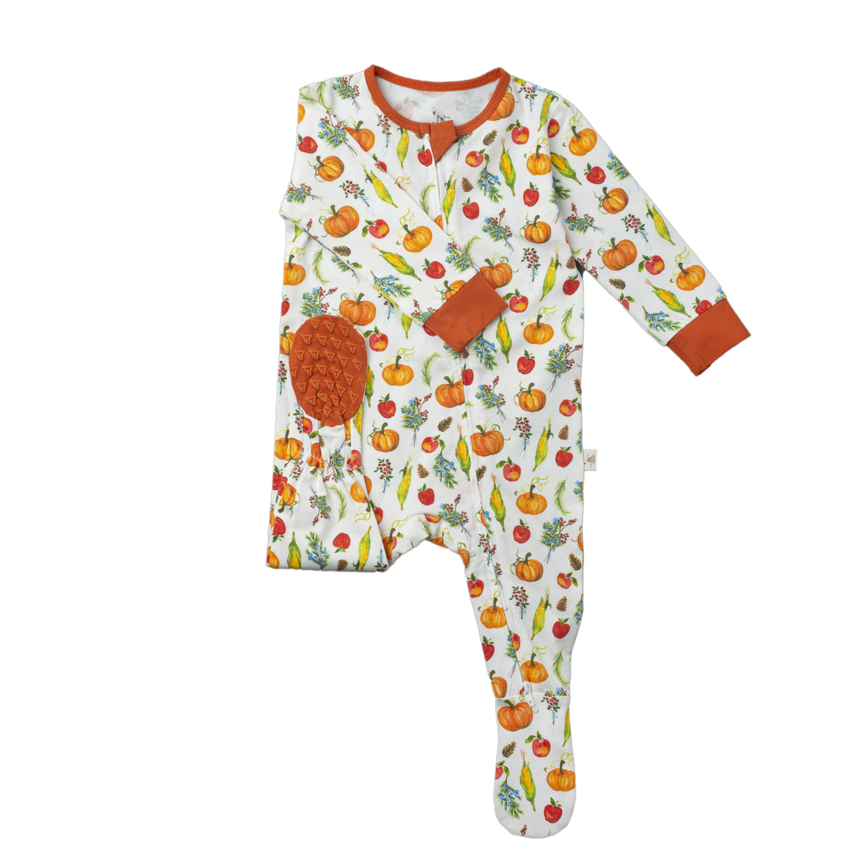 Double Zip Footed One-Piece - Fall Harvest Pumpkins