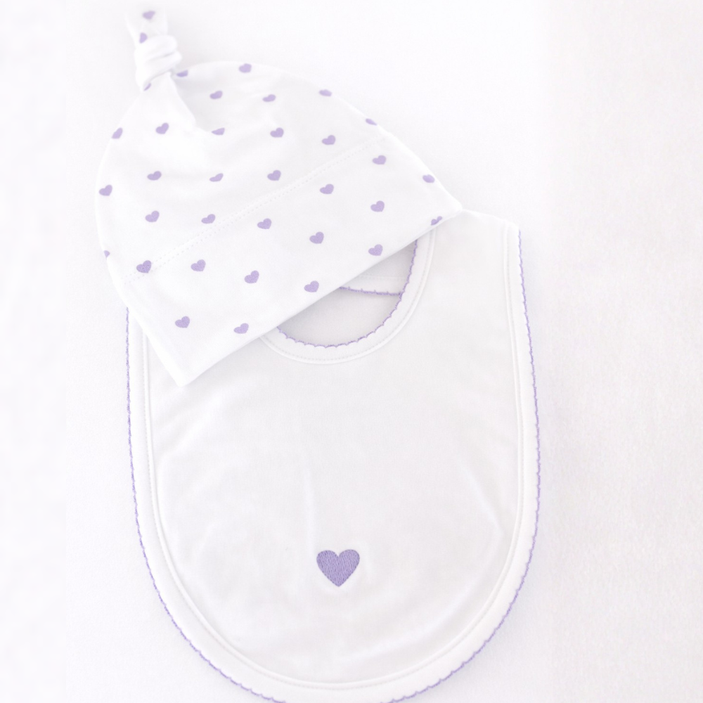 lavender love bib/hat