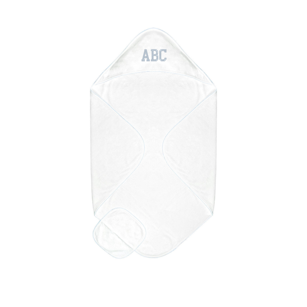 Terry/Picot Baby Towel + Wash Set in Light Blue