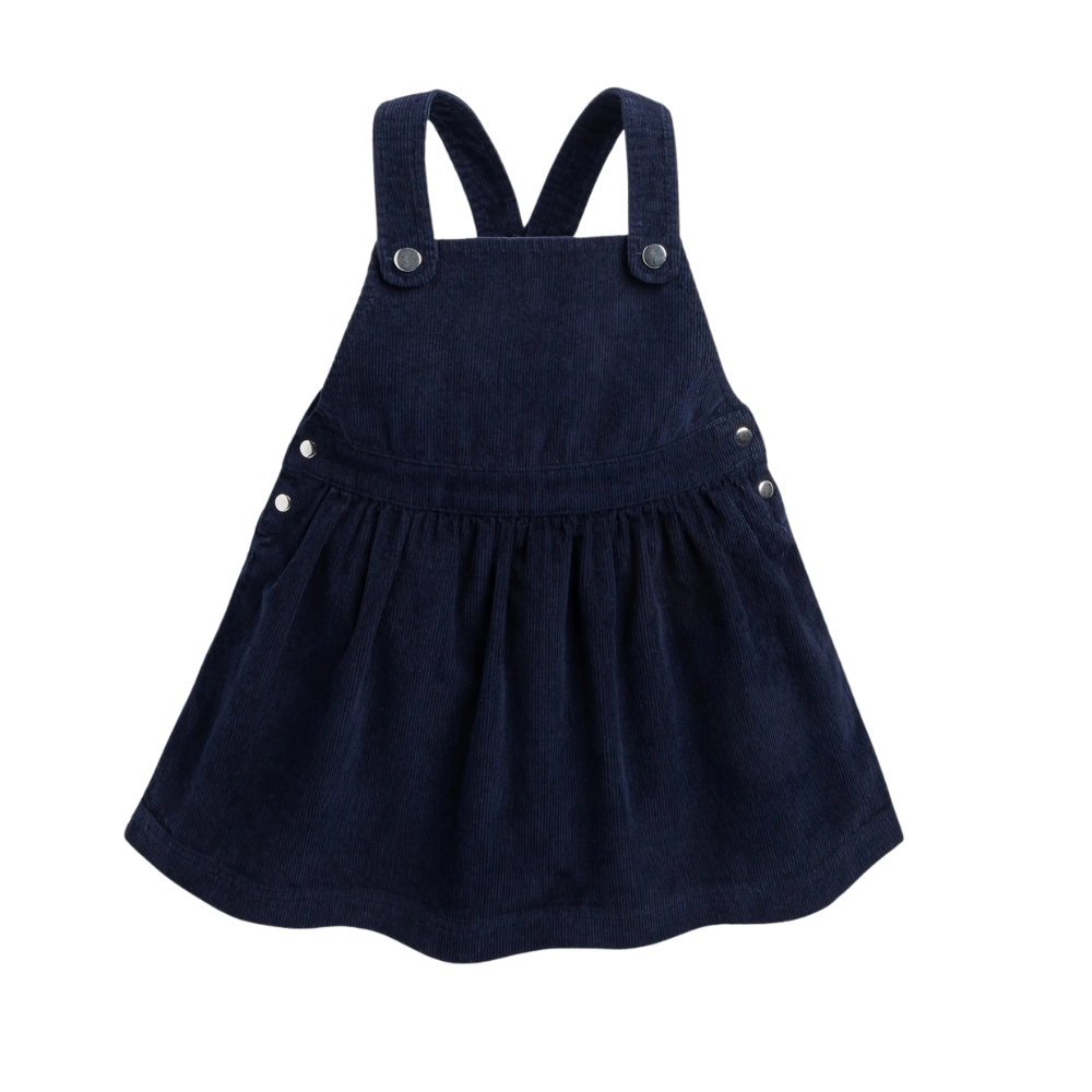 Corduroy Pinafore Dress in Navy