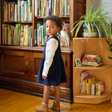 Corduroy Pinafore Dress in Navy