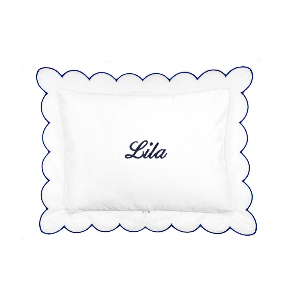 Scalloped Trim Pillow in Navy