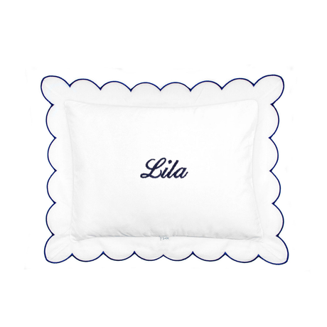 Scalloped Trim Pillow in Navy