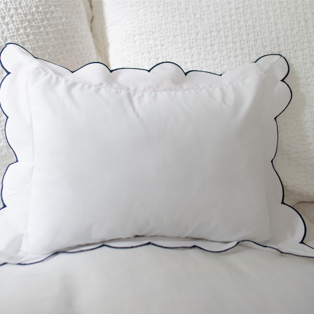 Scalloped Trim Pillow in Navy