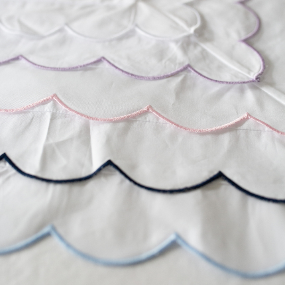 Scalloped Trim Pillow in White