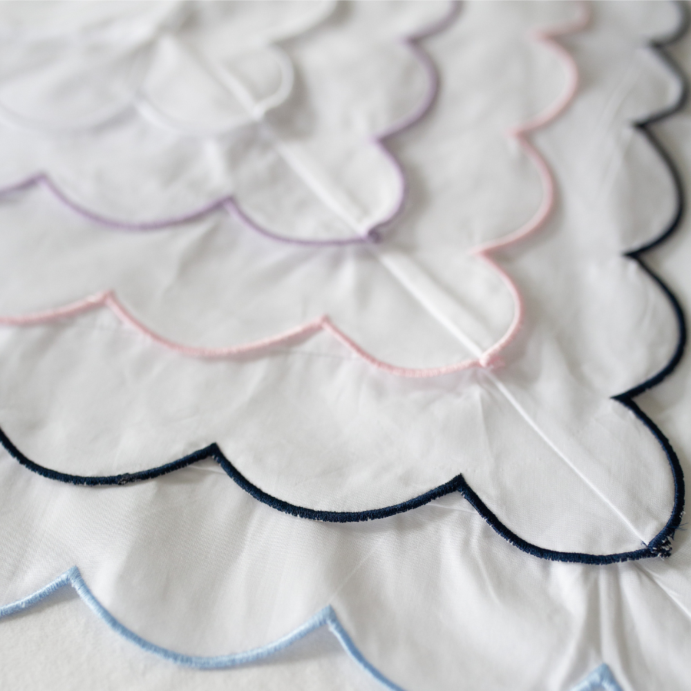 Scalloped Trim Pillow in White