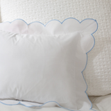Scalloped Trim Pillow in Light Blue