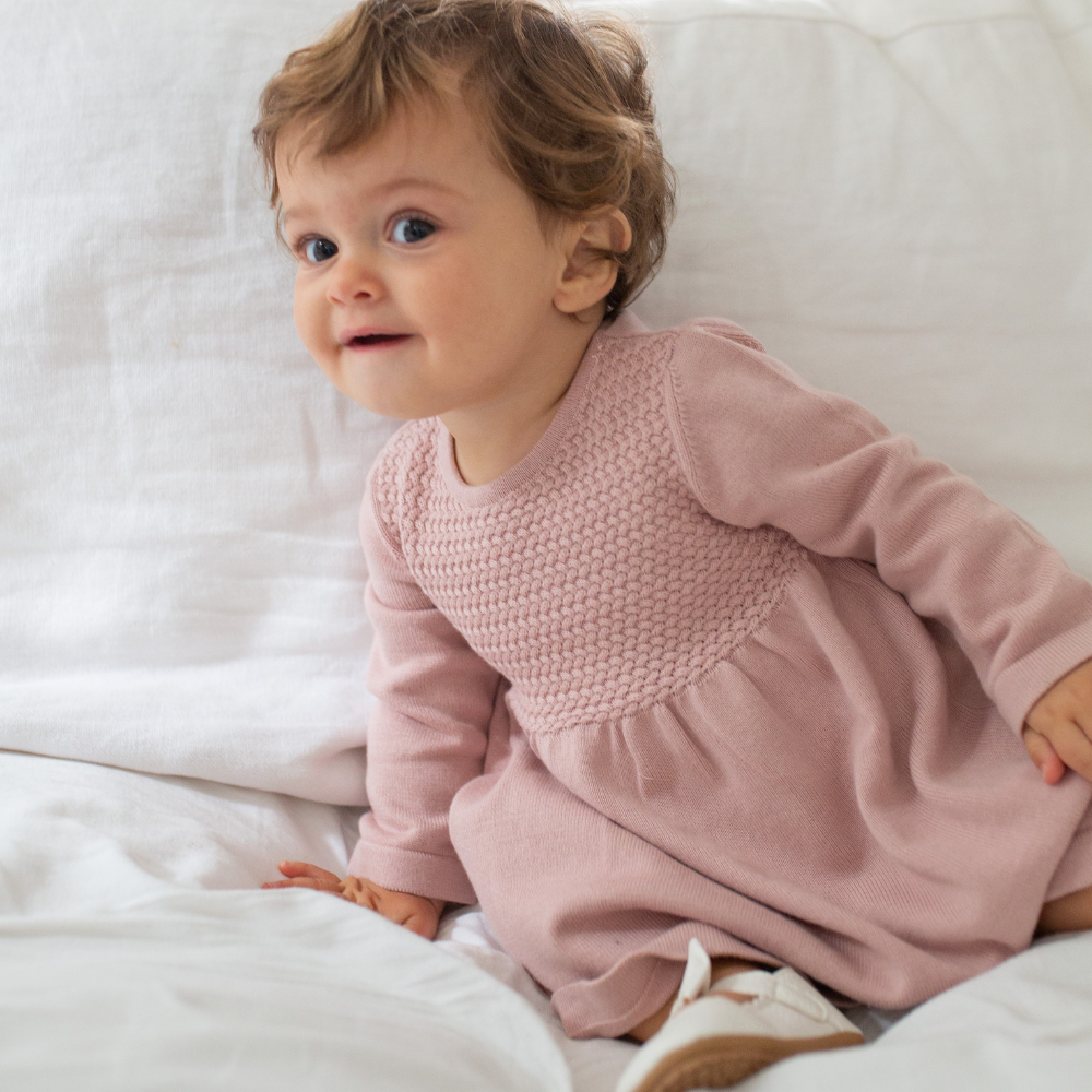 Baby Cozy Knit Dress in Pink Pearl Baby Cozy Knit Dress in Pink Pearl