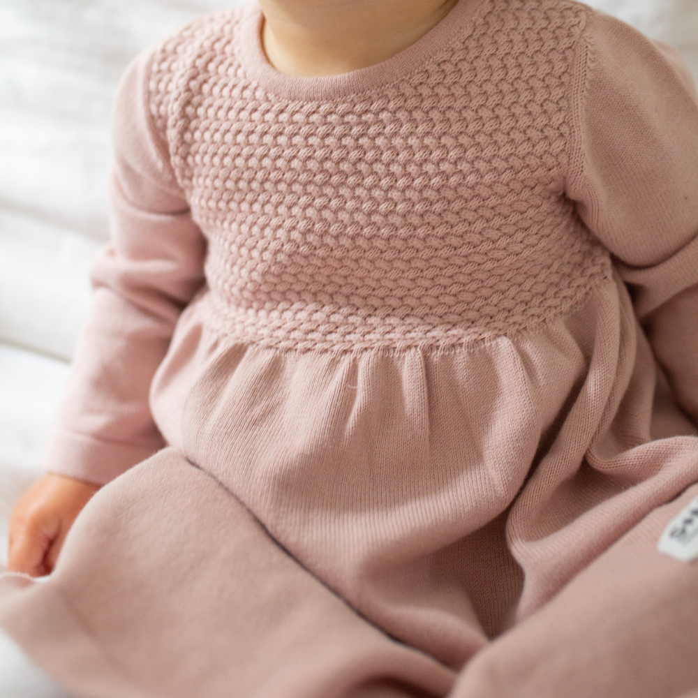 Baby Cozy Knit Dress  in Pink Pearl