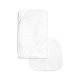 Terry/Picot Baby Towel + Wash Set in Light Pink