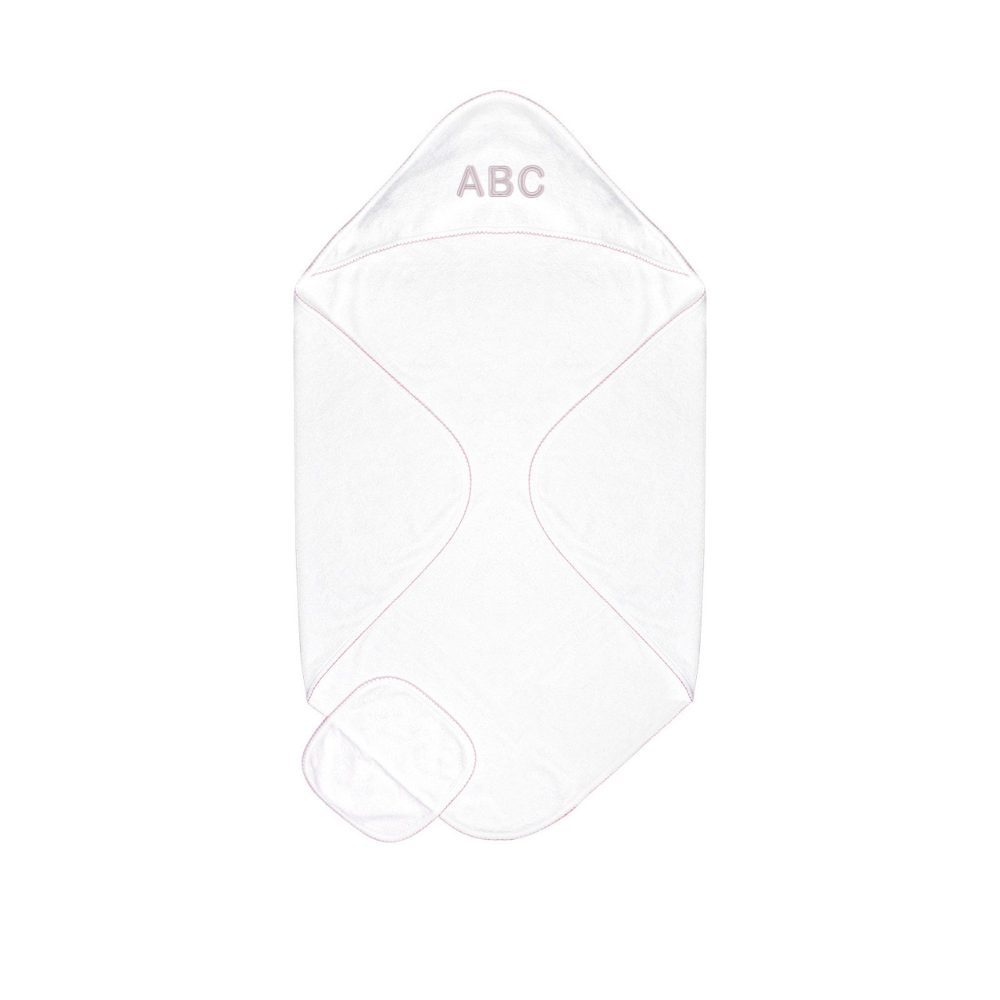 Terry/Picot Baby Towel + Wash Set in Light Pink