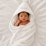 Terry/Picot Baby Towel + Wash Set in Light Pink