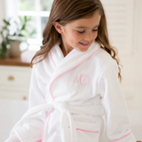 Kids Terry Cotton Bathrobe in Light Pink