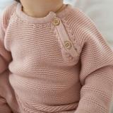 Baby Cozy Knit Romper in Pink Pearl