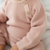 Baby Cozy Knit Romper in Pink Pearl