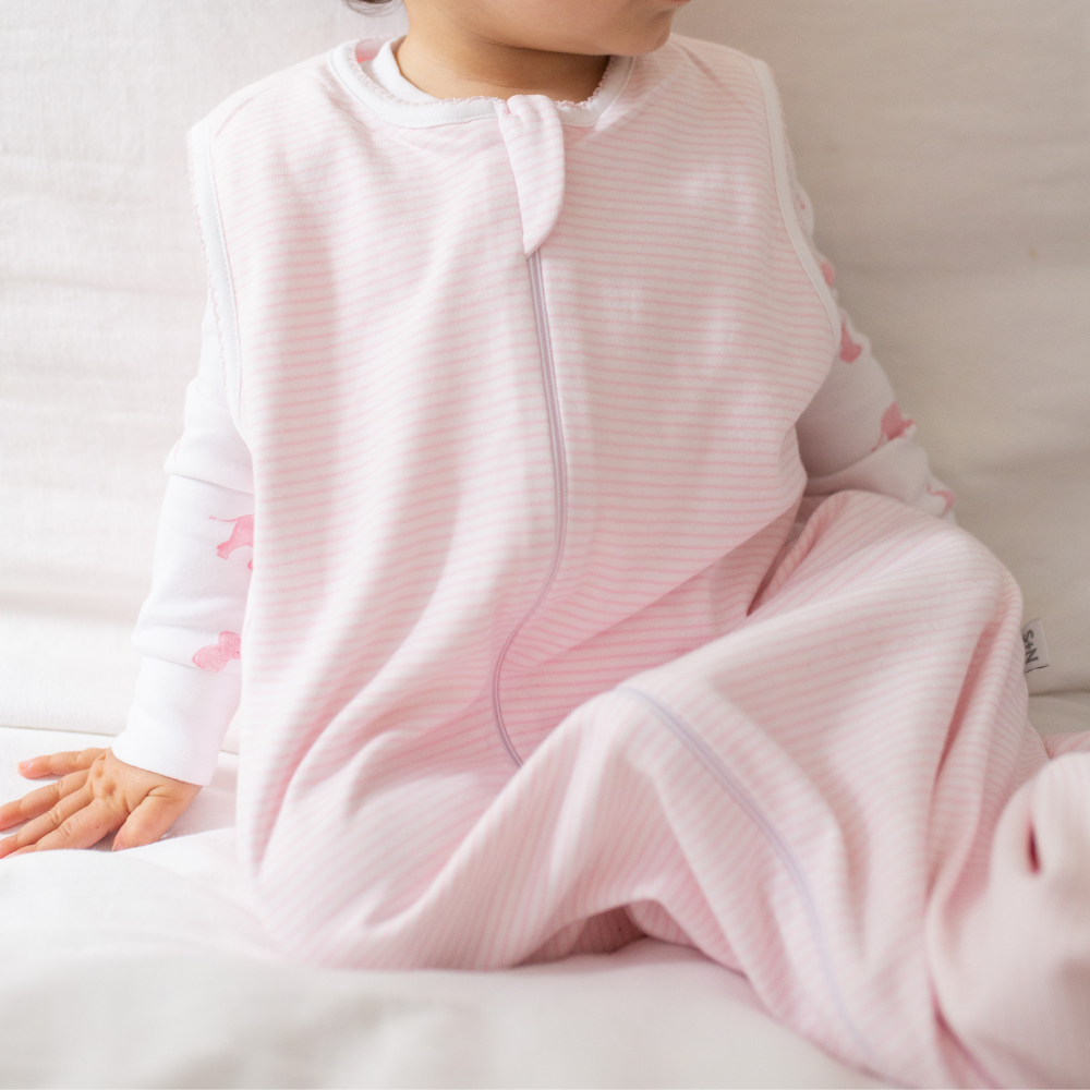 Classic Stripe Double Layer Sleep Sack in Pink