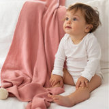 Pom Pom Knit Blanket - Rose Bud