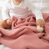 Pom Pom Knit Blanket - Rose Bud