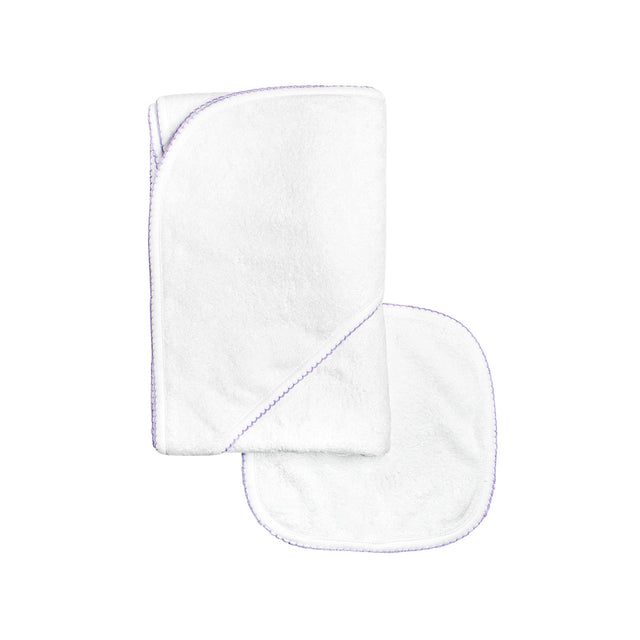 Terry/Picot Baby Towel + Wash Set in Lavender