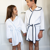 Kids Terry Cotton Bathrobe in Navy