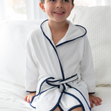Kids Terry Cotton Bathrobe in Navy
